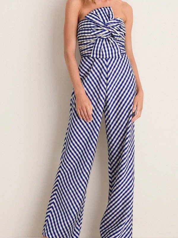 Blue gingham jumpsuit