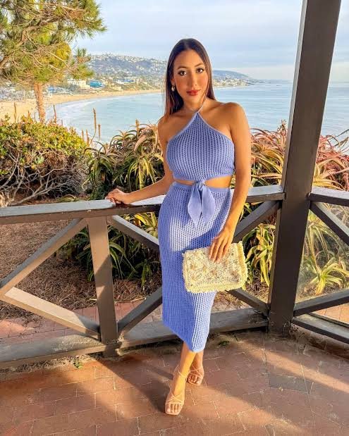 Blue knit two-piece