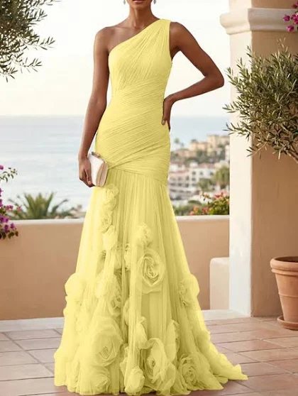 Yellow rosette gown